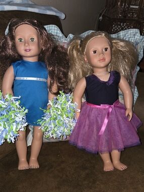 Our GENERATION DOLLS Dress-Up Cheer Doll with Purple Tutu and Blue Outfit